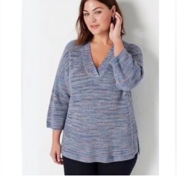 J. JILL Textured Knit V-Neck 3/4 Sleeve Sweater Size Large - Picture 2 of 15